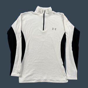 Under Armour 1/4 Zip Unisex Small White & Black Athletic Pullover Running